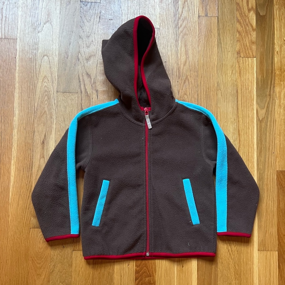 Hanna Andersson Boys Brown Zip-Up Fleece Jacket Hoodie